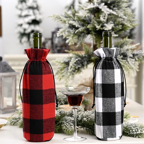 Weihnachtsdekoration rote und schwarze große Gitterweinflaschenabdeckung's discount tags