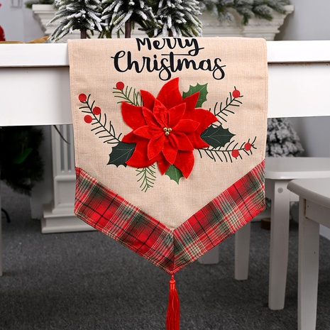 Décorations de Noël nappe en lin fleur rouge NHHB285451's discount tags