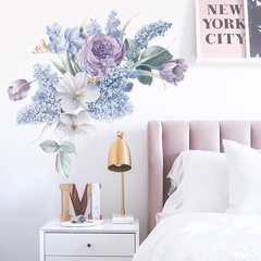 Purple watercolor simulation flowers wall stickers