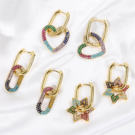 copper inlaid zirconium fashion simple star earrings's discount tags