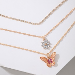 Bohemia Diamond Flower Butterfly Three Layer Necklace Daisy Claw Diamond Necklacepicture9