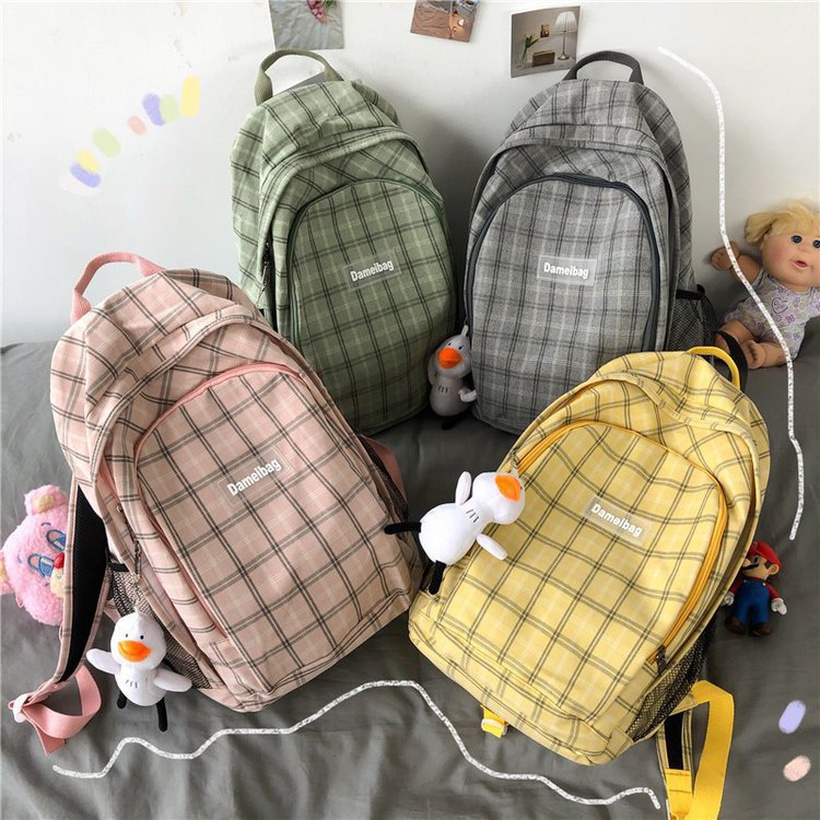 Simple Plaid Backpack