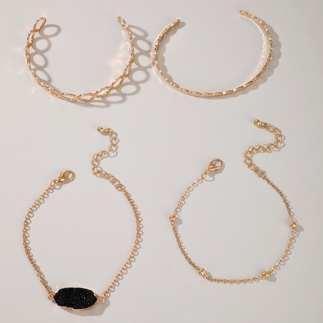 simple golden bead alloy bracelet set NHGY286387's discount tags