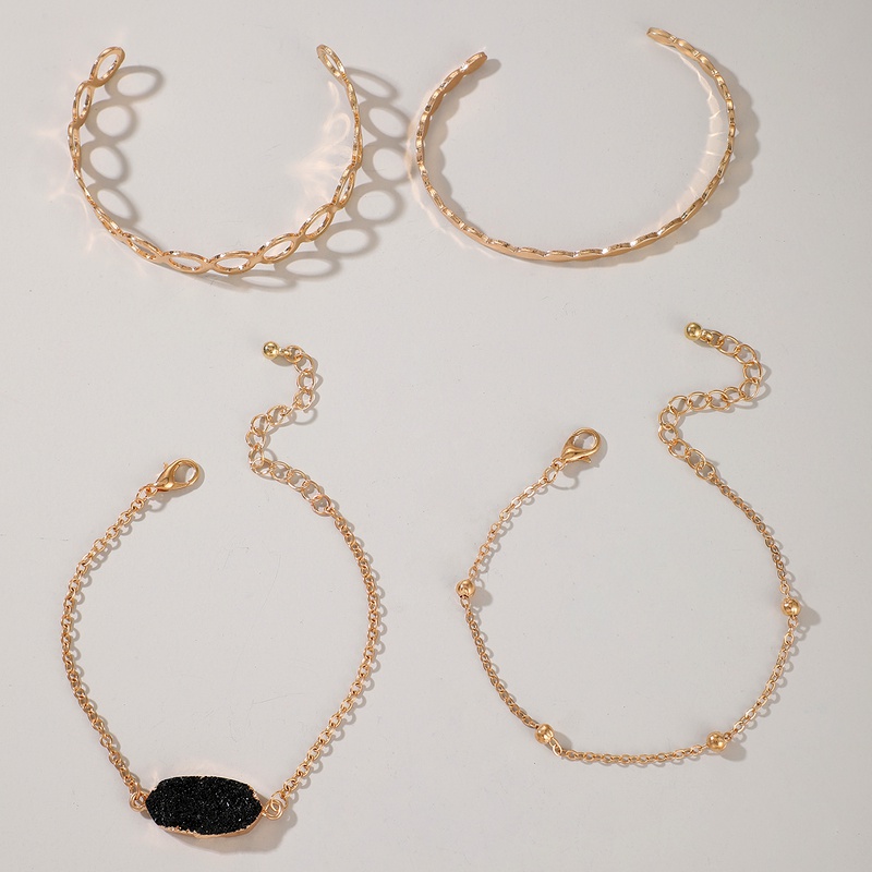 simple golden bead alloy bracelet set