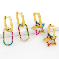 fashion micro-inlaid zircon U-shaped earrings
