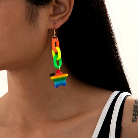 fluorescent fashion rainbow earrings's discount tags