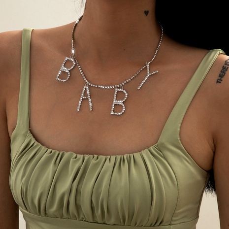 fashion diamond BABY letter necklace's discount tags