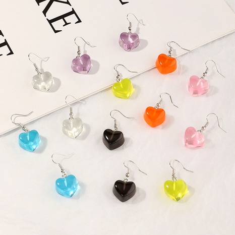 fashion cute resin candy-colored heart-shaped earrings's discount tags
