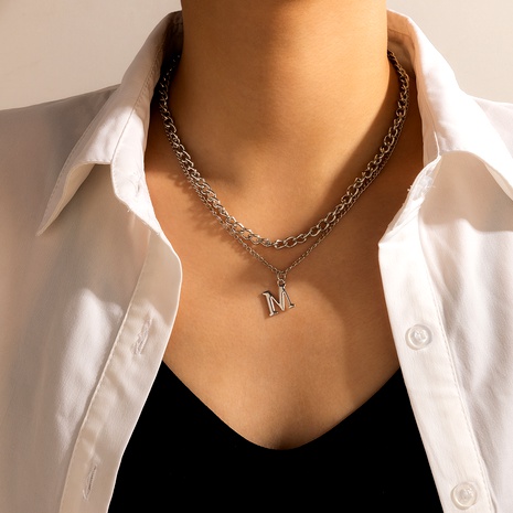 alloy hip hop M letter pendant necklace's discount tags