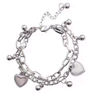 fashion steel hiphop peach heart pendant doublelayer braceletpicture3