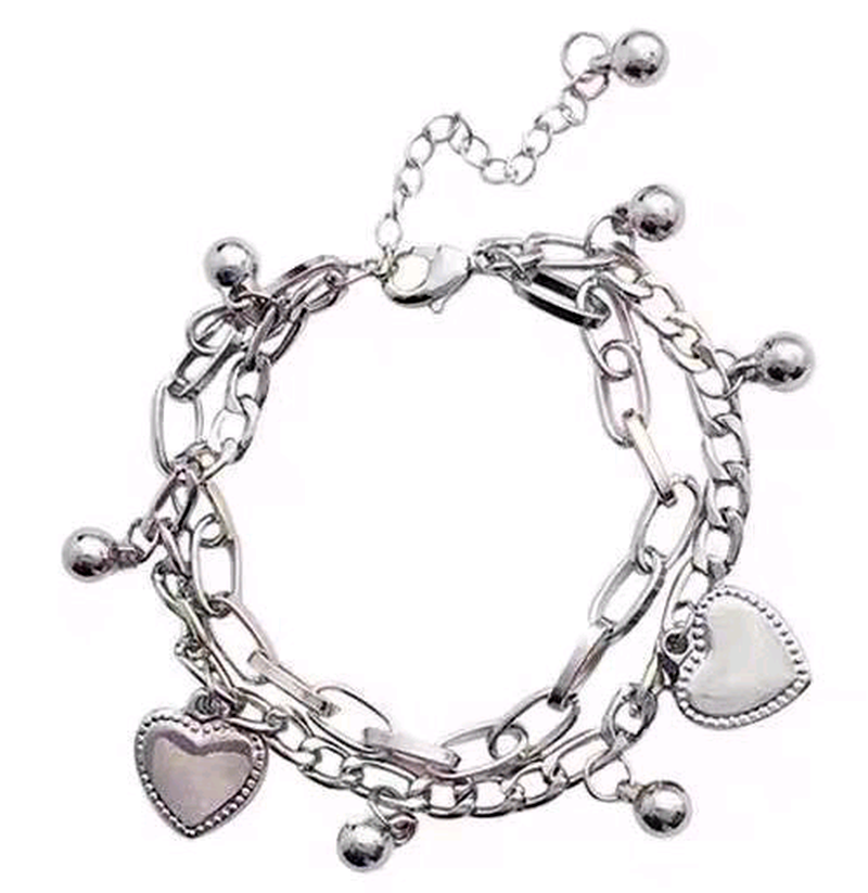 fashion steel hiphop peach heart pendant doublelayer bracelet