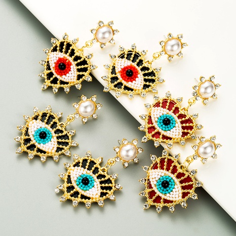 exquisite devil's eyes diamond-studded pearl heart-shaped earrings's discount tags