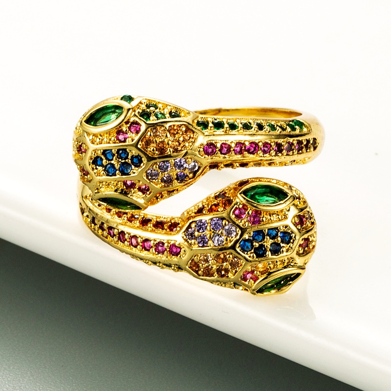 anillo abierto en forma de serpiente de moda