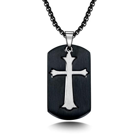 Square Cross Stainless Steel Pendant Necklace's discount tags