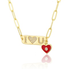 diamond-studded letter love tag pendant necklace