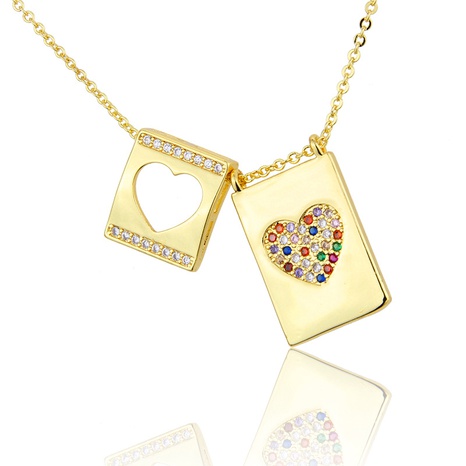 square hollow heart-shaped diamond necklace's discount tags