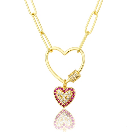 diamond red zirconium heart-shaped necklace NHBP286884's discount tags