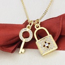 inlaid zirconium key lock diamond pendant necklacepicture12