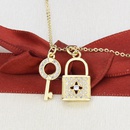 inlaid zirconium key lock diamond pendant necklacepicture14