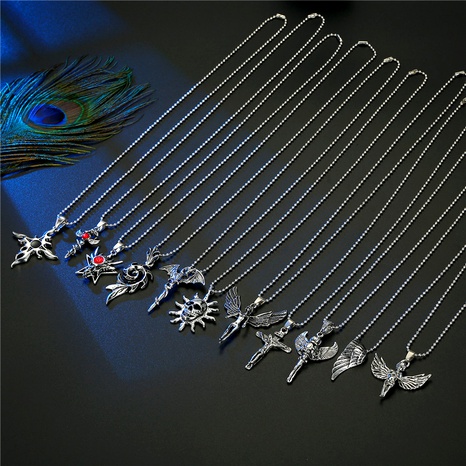 new trend  angel skull cross wings necklace's discount tags