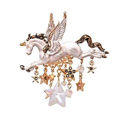 neue koreanische Pegasus Einhorn Stern Quaste Brosche