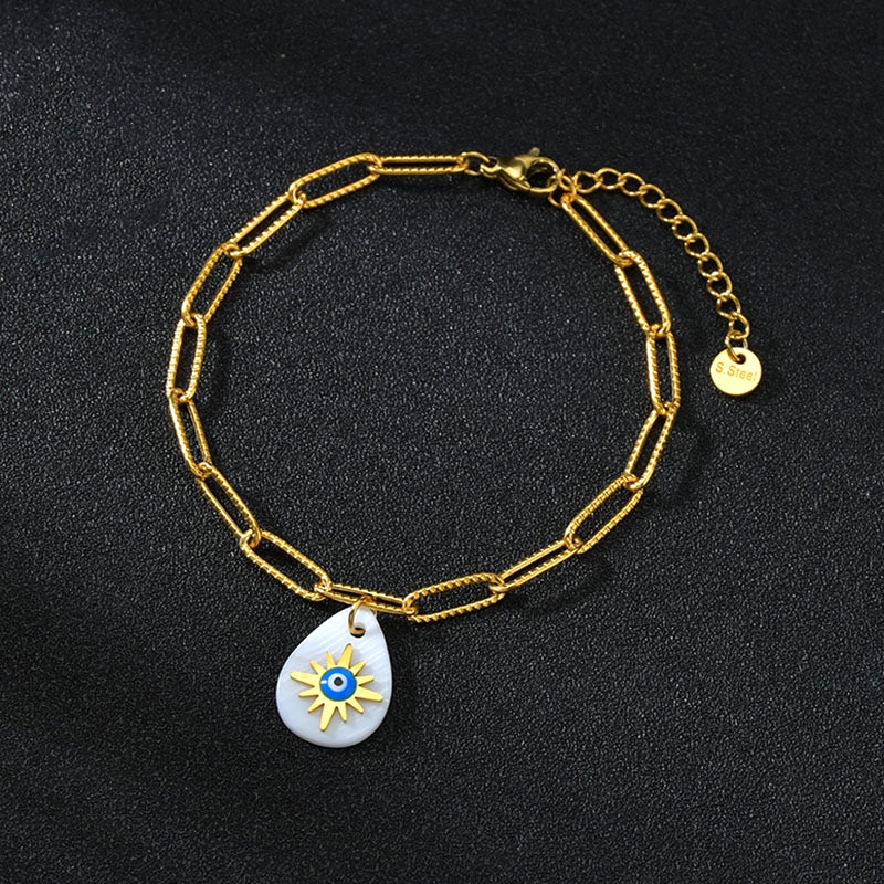 inlaid eightpointed star stainless steel 18k gold bracelet