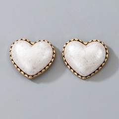 retro exquisite white opal heart earrings