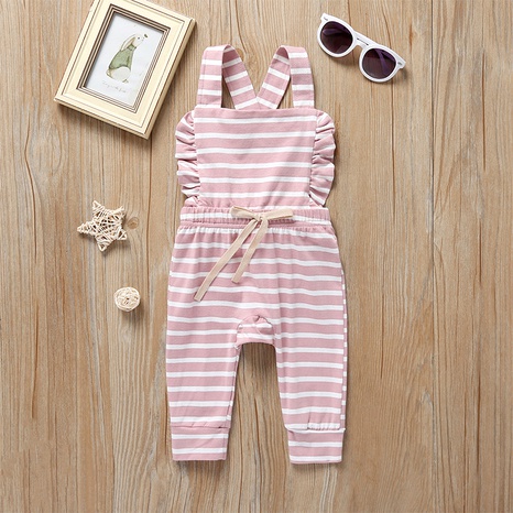 striped suspenders one-piece sleeveless romper's discount tags