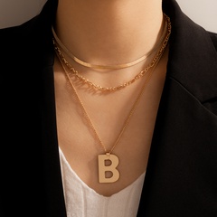 Retro mehrschichtige Mode einfache Brief Anhänger Halskette