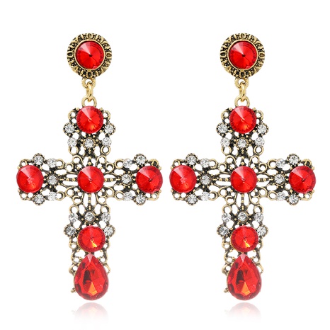 fashion concise cross gemstone earrings's discount tags