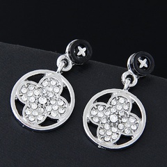 Korean Fashion Sweet OL Flash Diamond Clover  Stud Earrings