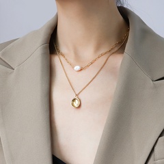 bump pendant double layered freshwater pearl necklace
