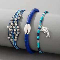 bracelet de corde tressée de coquille de perles de couleur à la main bohème