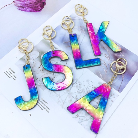 New color PU English alphabet keychain's discount tags
