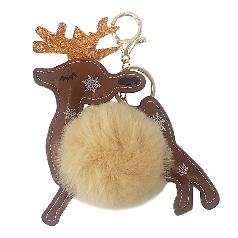 New PU Fawn Animal Fur Ball Keychain Pendant