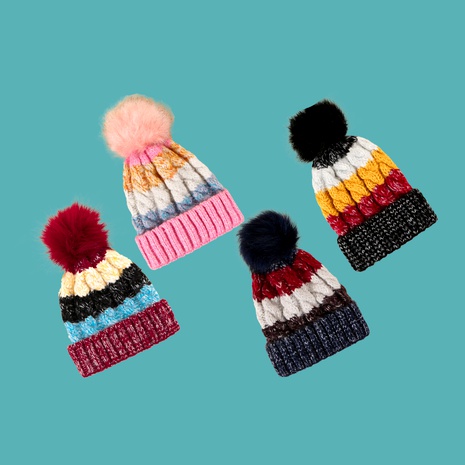mixed color striped knitted hat's discount tags