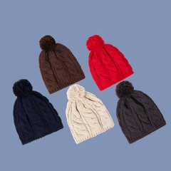 Pure color twist knit hat