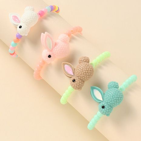 Bracelet de lapin mignon de perles colorées de dessin animé coréen's discount tags