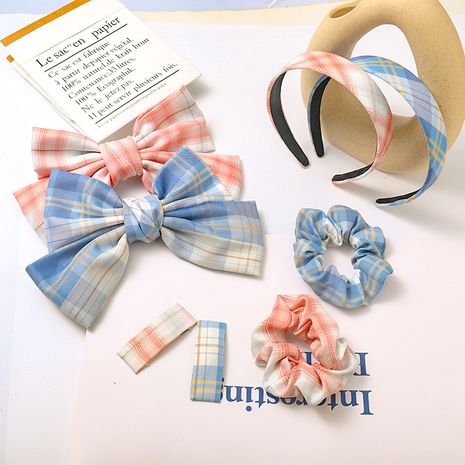 JK series headwear bow hairpin latticehair rope headband set's discount tags
