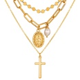 collier  pendentif croix lune en mtal multicouchepicture28