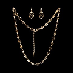 thick chain clavicle chain stitching pig nose necklace bracelet earring set