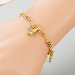 butterfly pendant copper plated 18K gold inlaid zircon bracelet