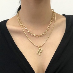 fashion letter R double-layer necklace