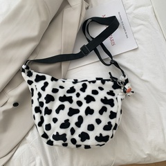 cow pattern plush messenger shoulder bag