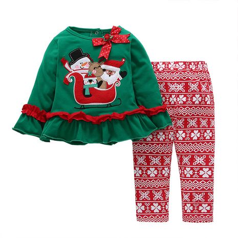 new Christmas children's two-piece  long-sleeved tops suit  NHLF278494's discount tags