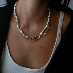 double-layer pearl chain stitching necklace retro sweater chain