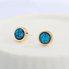 new round resin blue crystal earrings