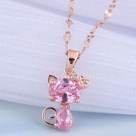 Korean fashion cat zircon  necklace's discount tags