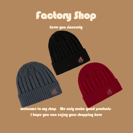 bordado de punto de moda coreana sombrero de lana cálido's discount tags