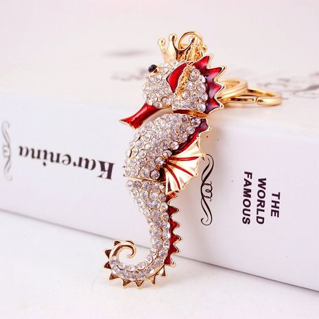 Creative cute marine animal diamond pendant seahorse  keychain's discount tags
